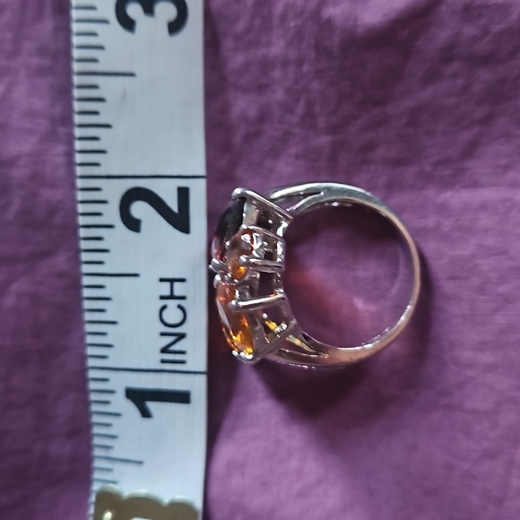 Stunning Avon silver statement cocktail ring with bold topaz stones size 8 - Picture 7 of 7